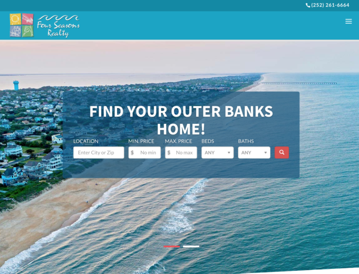 Four Seasons Realty Homepage Screenshot Outer Banks Internet