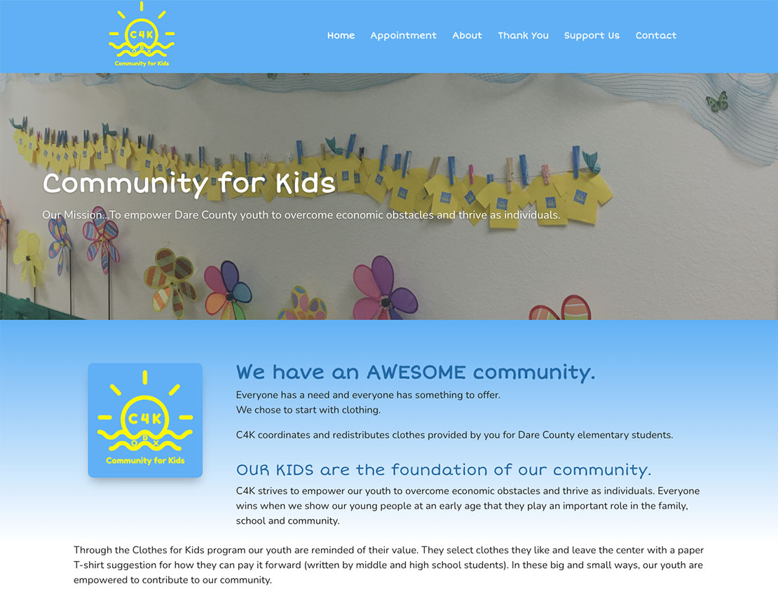 community for kids website screenshot c4k obx
