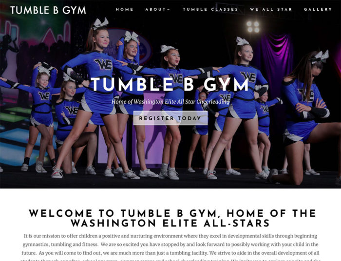 tumble-b-gym-website-homepage-screenshot